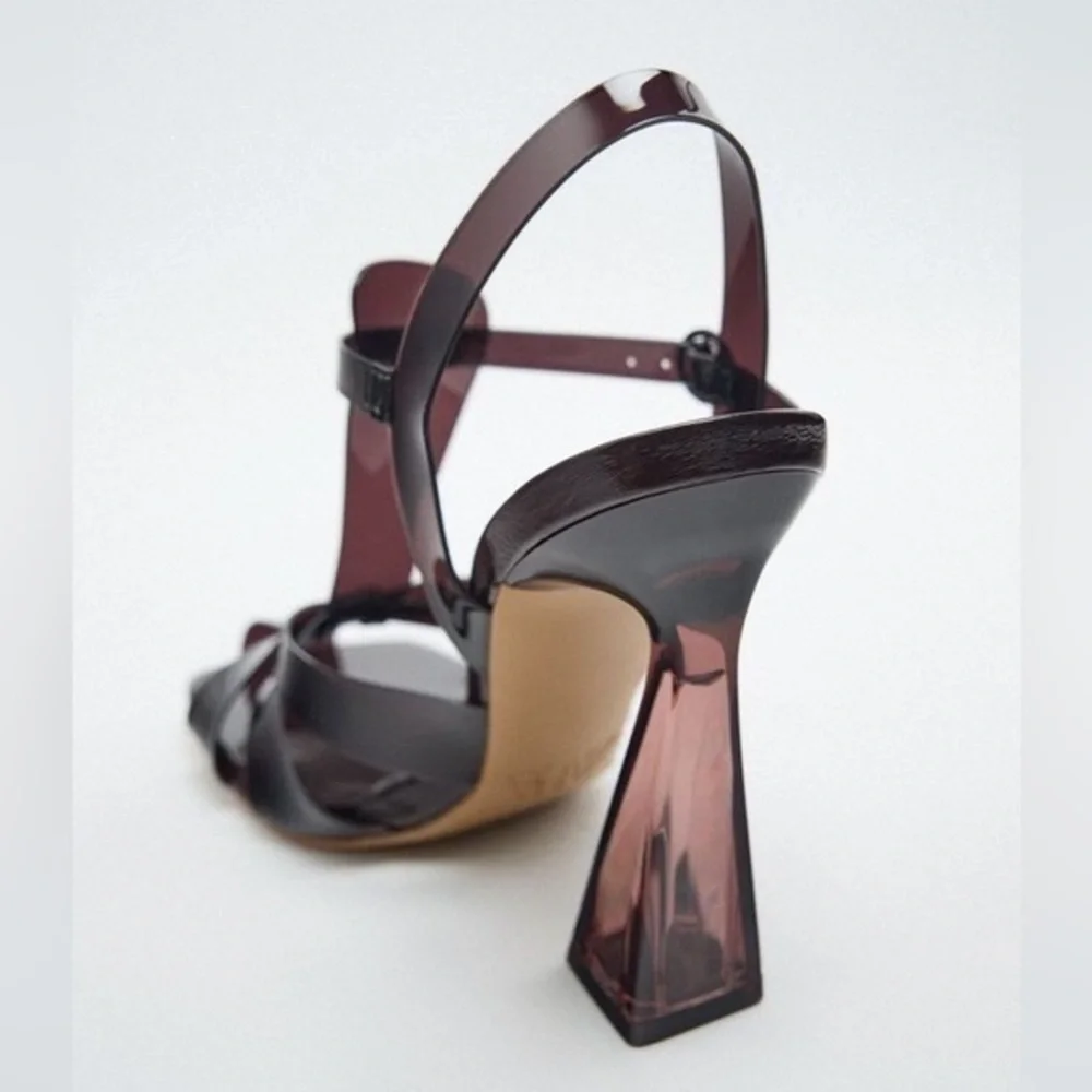 ZARA  VINYL HEELED CAGE SANDALS 3320/010 - Picture 12 of 12